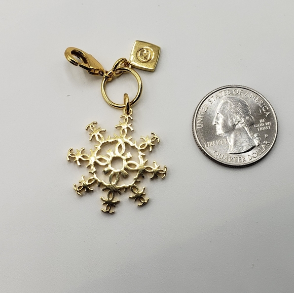 Authentic CHANEL Snowflake Holiday Double Charm Pendant - Picture 2 of 5
